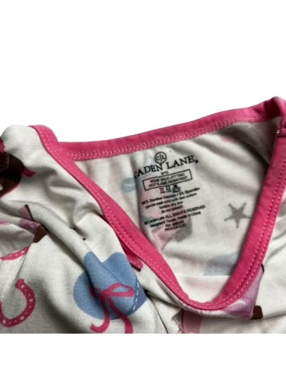 Caden Lane Pink Cowgirl Boot Print Bamboo 2 Piece Pajama Set Size 9-10